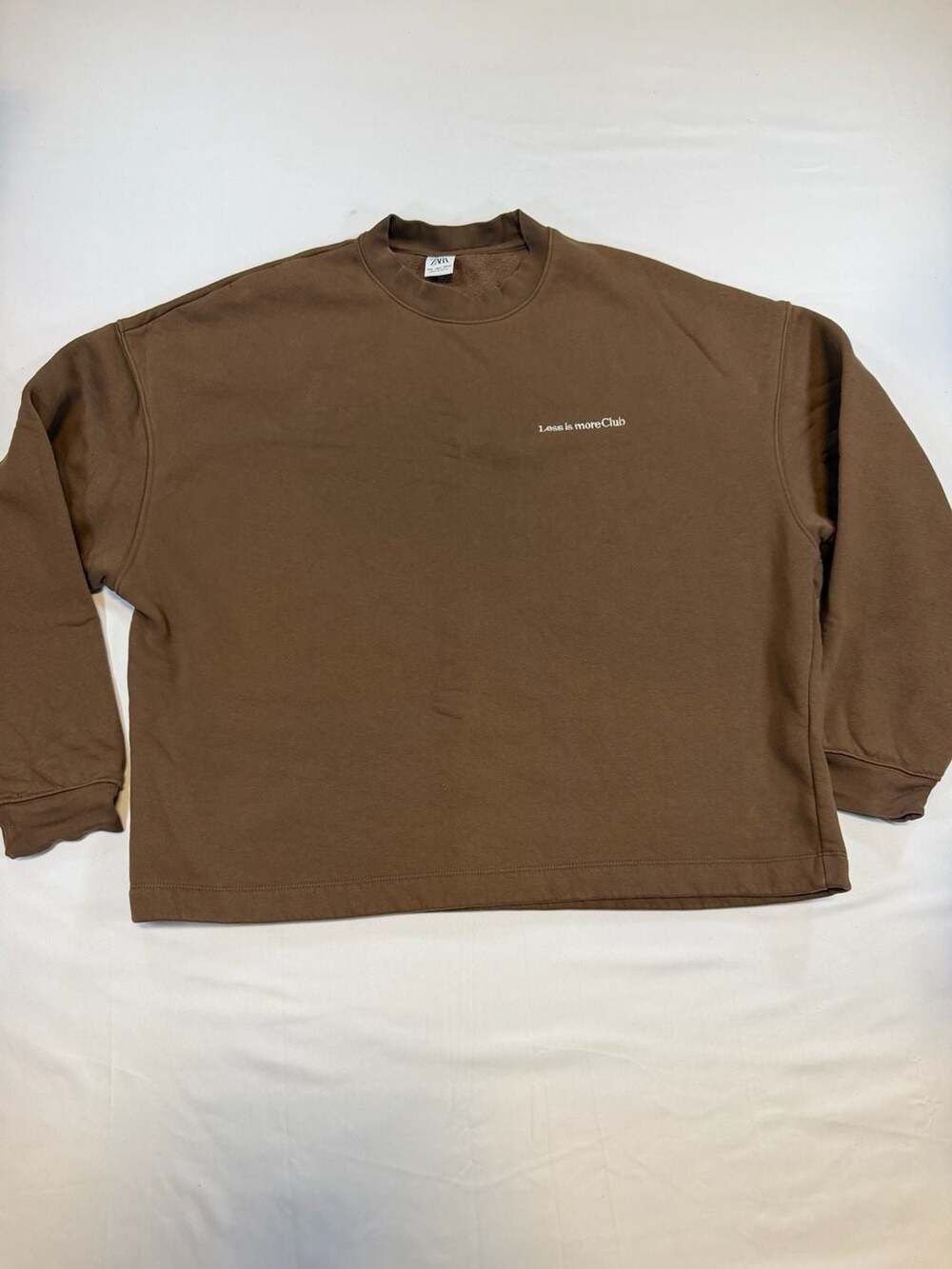 Zara Brown Less Is More Club Graphic Sweatshirt
